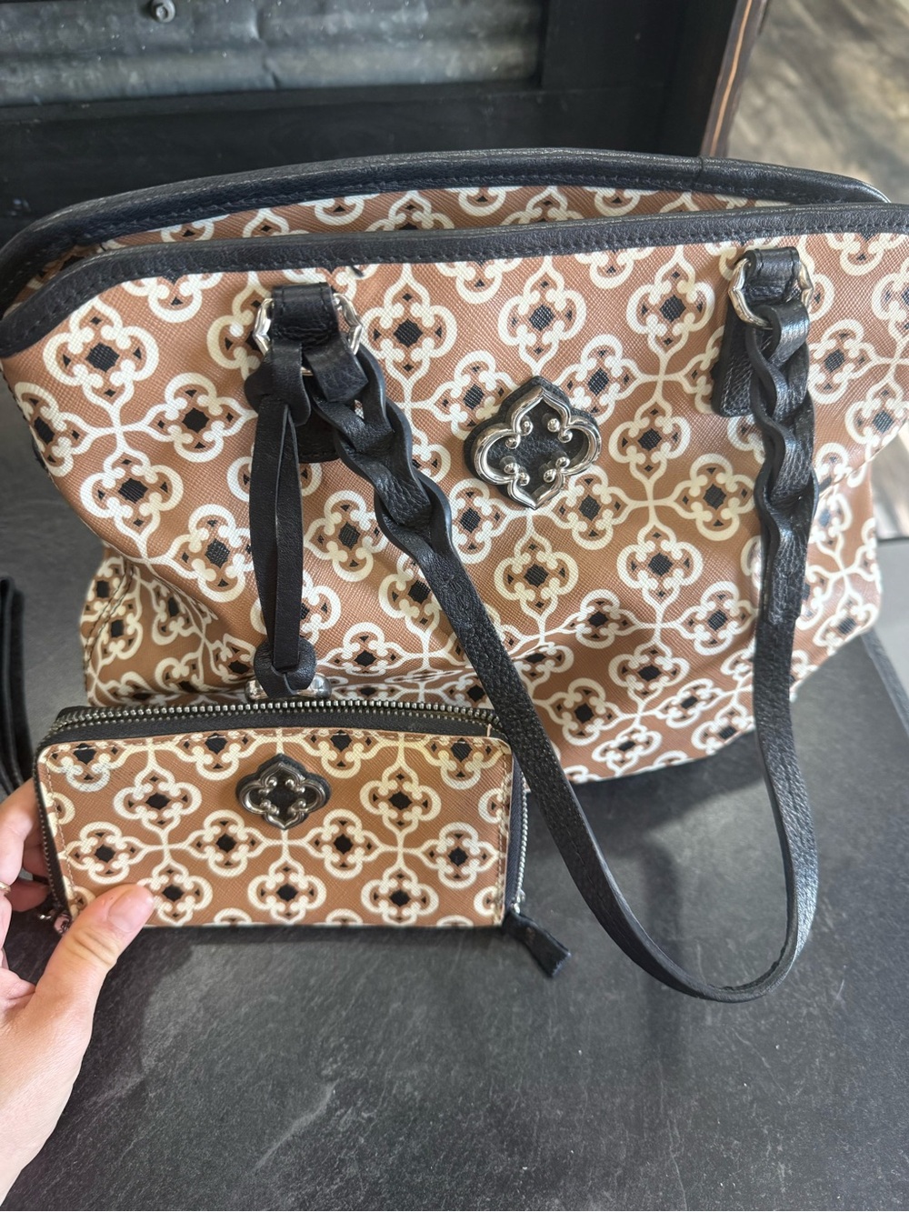 Brighton Renata Handbag with wallet- Patterned Tote Bag with Matching Wallet